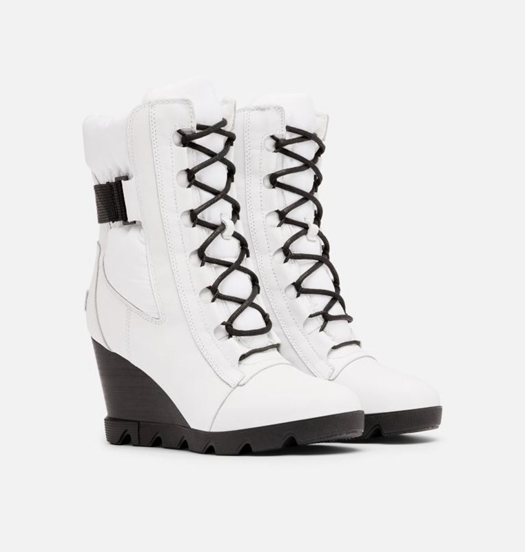 Womens Wedges White - Sorel Joan Uptown™ Mid Lace Boot - 907-BOIUZV